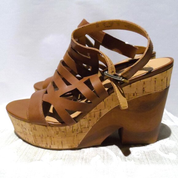 Franco Sarto Brown Wedge leather Sandals - NEW - Picture 6 of 10